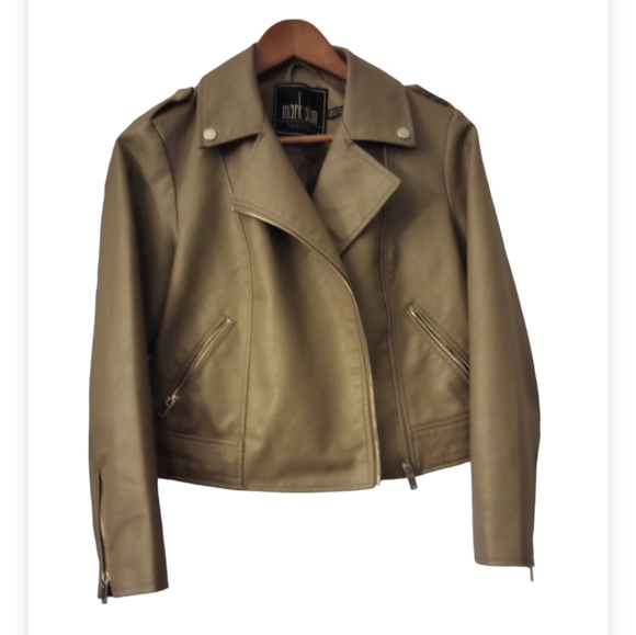 ジャケット・アウター ellen jacket marno Mark Alan NY Women's Vegan Leather Faux Fur Collar Coat w